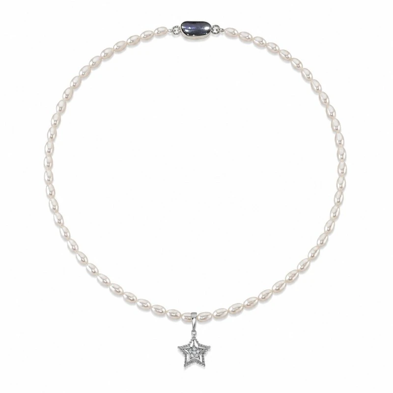 4.0-4.5mm White Freshwater Oval Pearl Star Necklace suppliers