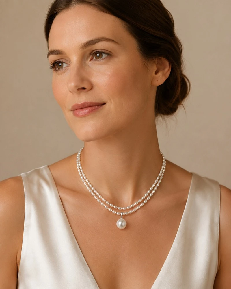 4.5-5.0mm White Freshwater Pearl Double Strand Necklace factory