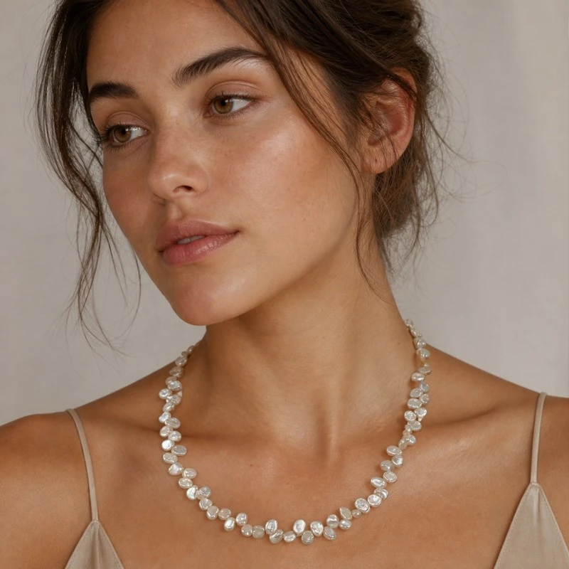 5-6mm White Freshwater Cluster Keshi Pearl Necklace factory