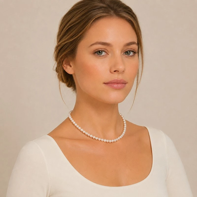 6.5-7.0mm White Freshwater Pearl Necklace - _04 6.5-7.0mm White Freshwater Pearl Necklace - _04