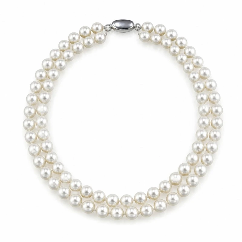 7.5-8.5mm Double Strand White Freshwater Pearl Necklace_01 7.5-8.5mm Double Strand White Freshwater Pearl Necklace_01