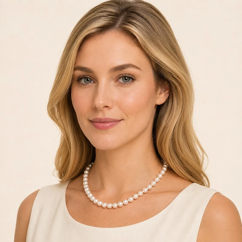 7.5-8.5mm White Freshwater Pearl Necklace - _04 7.5-8.5mm White Freshwater Pearl Necklace - _04