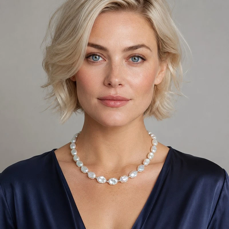 White Freshwater Cultured Keshi Pearl Amara Necklace for Women_03 White Freshwater Cultured Keshi Pearl Amara Necklace for Women_03