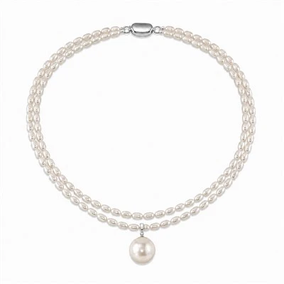 4.5-5.0mm White Freshwater Pearl Double Strand Necklace