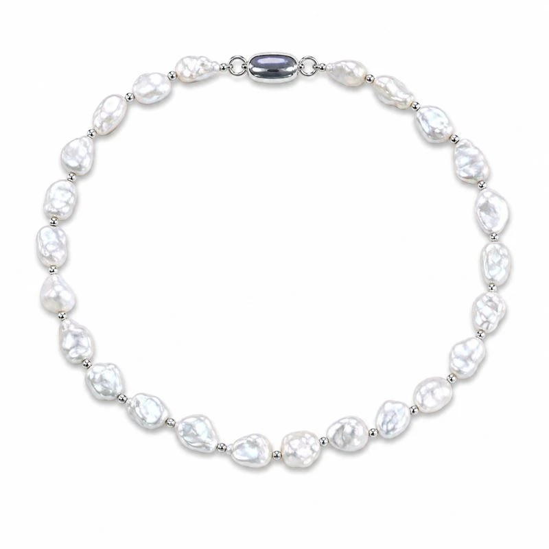 White Freshwater Cultured Keshi Pearl Amara Necklace For Women