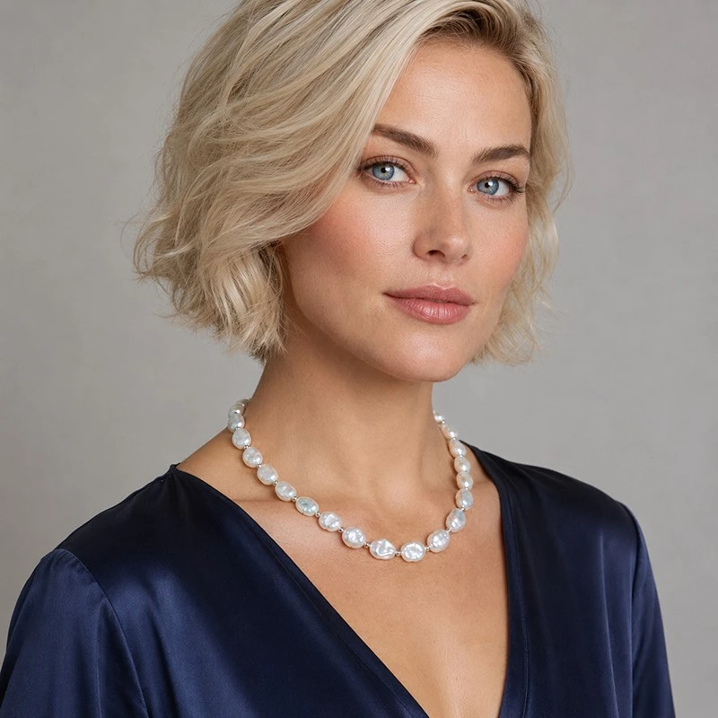 White Freshwater Cultured Keshi Pearl Amara Necklace For Women best
